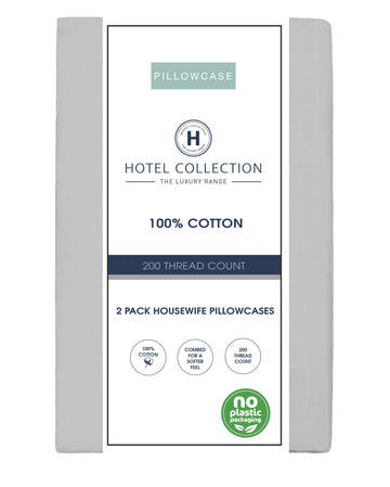Hotel Collection 100% Cotton Housewife Pillow Case - Silver- 2pk