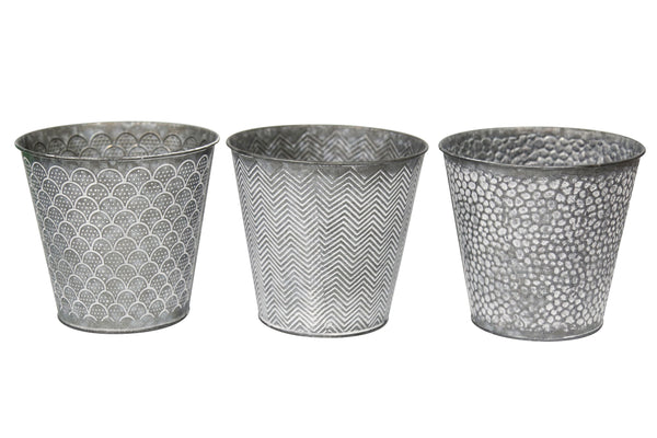 Embossed Metal Planter Small - Assorted