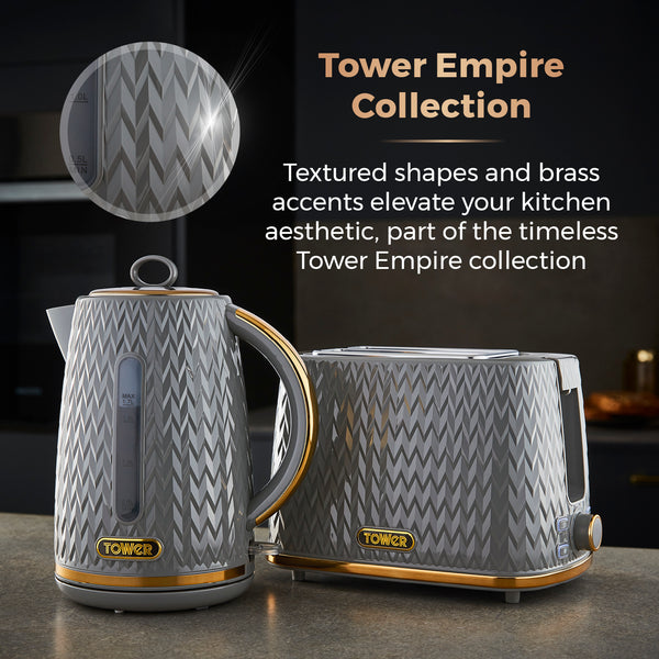 Tower Grey with Brass Accents Kettle