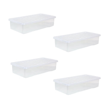 Crystal 42L U/bed Box & Lid Clear - Pack of 4