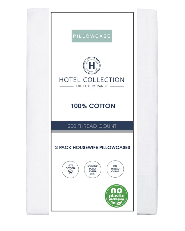 Hotel Collection 100% Cotton Housewife Pillow Case - White - 2pk