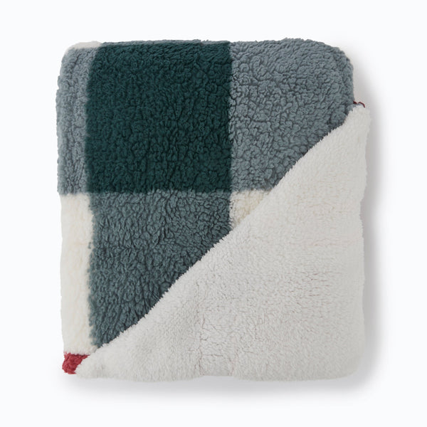 Check Teddy Sherpa Backed Throw Traditional