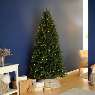 210cm Pre-Lit Green Rockingham Pine Tree