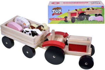 Wooden Toy Workshop Tractor And Trailer Playset