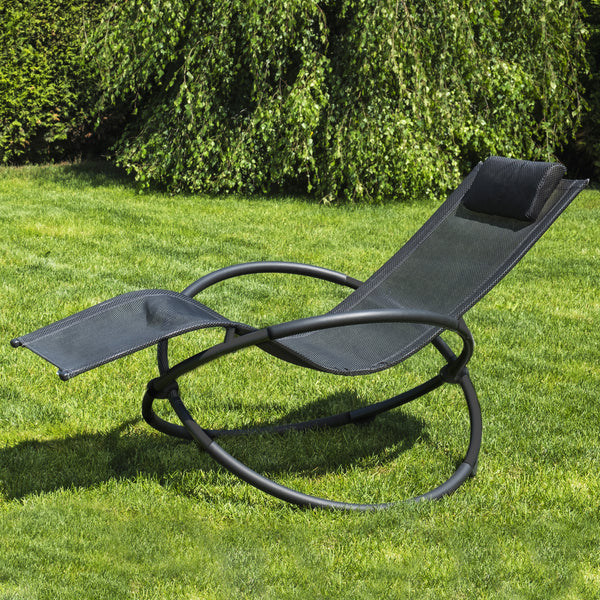 Louis Textile Rocking Lounger - Black