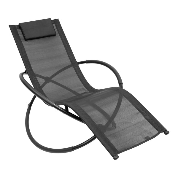 Louis Textile Rocking Lounger - Black