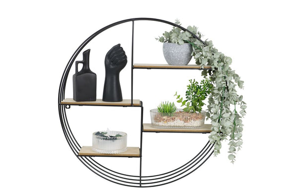 At Home Round Multi Section Shelf Black