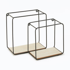 At Home Pack of 2 Black Square Shelves