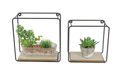 At Home Pack of 2 Black Square Shelves