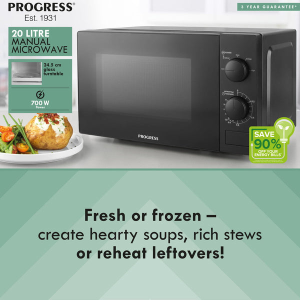 Progress Manual 700W Microwave Black