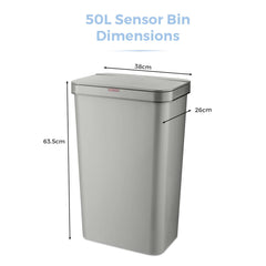 Tower 50L Grey Rectangular Sensor Bin