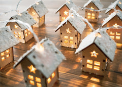 10 LED Wooden House String Lights