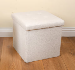 Boucle White Square Ottoman