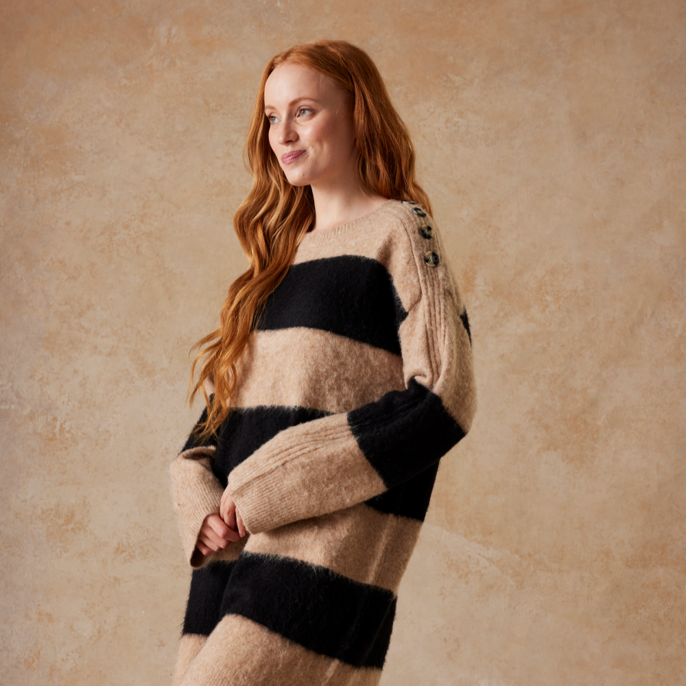 Women's Black & Oatmeal Jumper Dress
