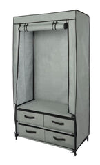 Canvas Wardrobe with 4 Drawers