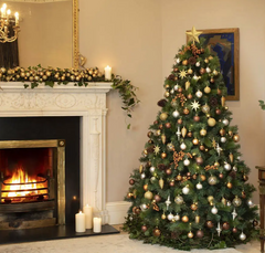 Portland Fir 7ft Mistletoe Copper and Silver Decorated Christmas Tree
