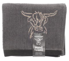 Jaquard Highland Cow  Natural Hand Towel