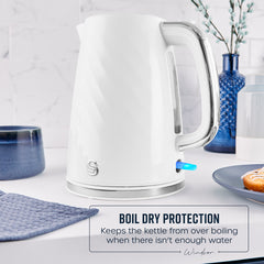 Swan Windsor 1.7L Textured White Kettle