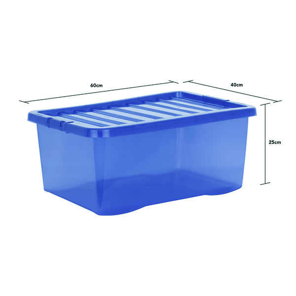 Wham Crystal 45L Box & Lid Tinted Blue - Pack of 5