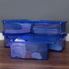 Pack of 5 Wham Crystal 45L Tinted Blue Box and Lid