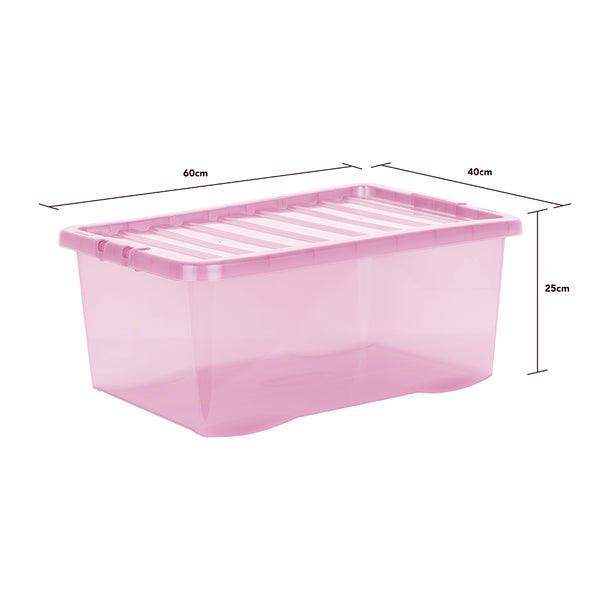 Wham Crystal 45L Box & Lid Tinted Pink - Pack of 5