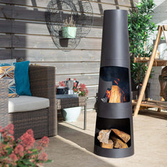 La Hacienda Circo 3 Piece Black Steel Chimenea