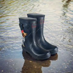 Joules Women's Mid Dog Black Wellies