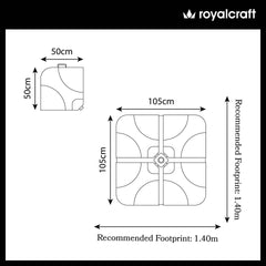 Royalcraft Set of 4 Water Fillable Base for Cross Base Cantilever Parasol