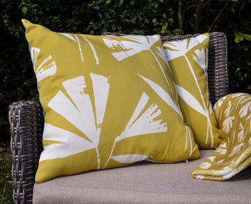 Fusion Alma Outdoor Filled Cushion 43x43cm - Reversible Teal/Ochre