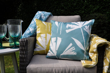 Fusion Alma Outdoor Filled Cushion 43x43cm - Reversible Teal/Ochre