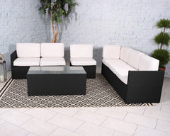 Royalcraft Berlin Six Seater Black Corner Lounge Set