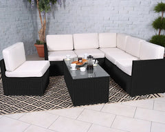 Royalcraft Berlin Six Seater Black Corner Lounge Set