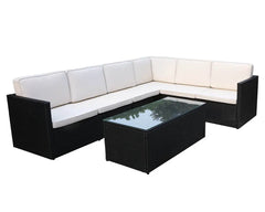 Royalcraft Berlin Six Seater Black Corner Lounge Set