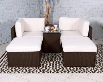 Royalcraft Berlin Brown 4 Seater 5Pc Multi Setting Relaxer Set