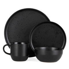 Luna 16 Piece Black Dinnerware Set