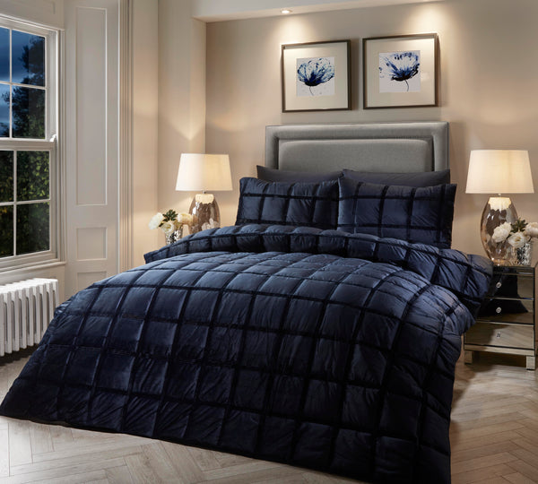 Soiree Brighton Square Duvet Cover Set - Navy