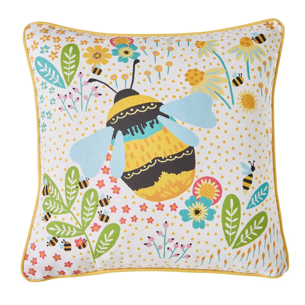Fusion Buzzy Bee Outdoor Filled Cushion 43x43cm - Ochre