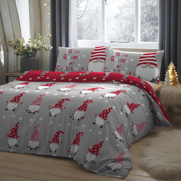 Gnome For Christmas Silver Bed Set