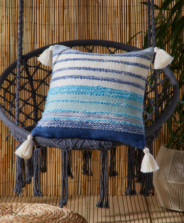 Drift Home Grayson Outdoor Filled Cushion 43x43cm - Blue