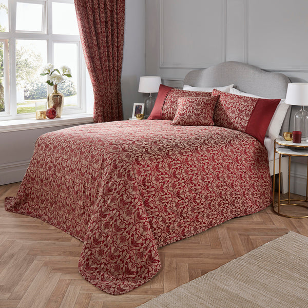 Dreams & Drapes Woven Hawthorne Quilted Bedspread 240x220cm - Burgundy
