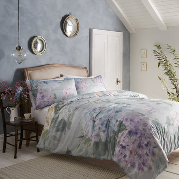 Appletree Heritage Hydrangea Duvet Cover Set - Sea Foam