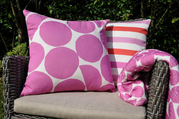 Fusion Ingo Outdoor Filled Cushion 43x43cm - Reversible Pink/Green