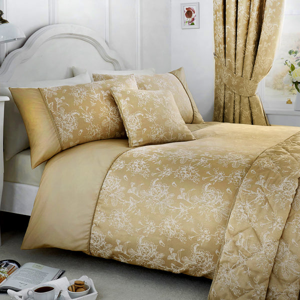 Dreams & Drapes Woven Jasmine Duvet Cover Set - Champagne