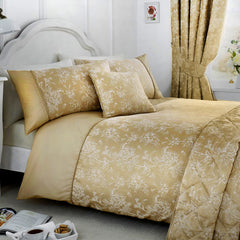 Dreams & Drapes Champagne Woven Jasmine Duvet Cover Set