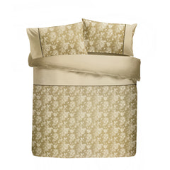 Dreams & Drapes Champagne Woven Jasmine Duvet Cover Set