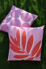Fusion Pink Leaf Print Filled Outdoor Cushion