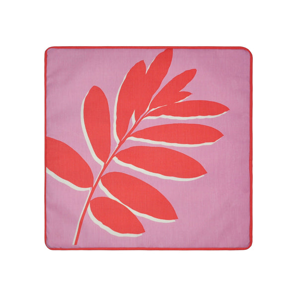 Fusion Leaf Print Filled Outdoor Cushion 43x43cm - Pink