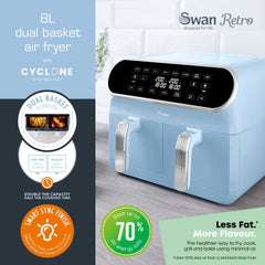 Retro 8L Dual Basket Blue Air Fryer