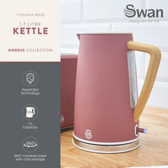 Nordic 1.7L Fuchsia Cordless Kettle
