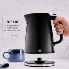 Swan Windsor 1.7L Textured Black Kettle